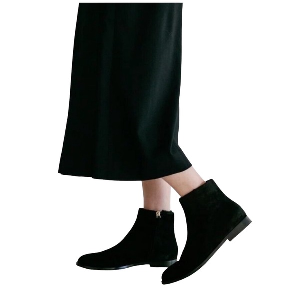 Mansur Gavriel Shoes - Mansur Gavriel Shearling Ankle Boots Black Suede Flat Italian Size 5